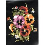 Kit canevas - non spcifi - bouquet de penses - 22 x 33 cm - toile imprime antique - aiguille et fil ...