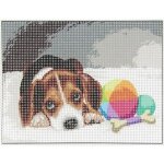 Kit canevas - le chiot - 15x20 cm - aiguille incluse - fils 100% coton - instructions fournies