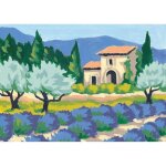 Kit canevas complet les champs de lavande 14 x 18 cm