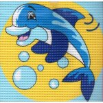 Kit canevas complet le dauphin 16 x 16 enfant gros trous