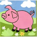 Kit canevas - enfant - cochon - 14 x 14 cm - 100% coton - instructions incluses