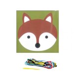 Kit canevas enfant - margot - renard - imprim gros trous - aiguille en plastique - fils laine