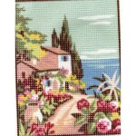 Kit canevas maison en bord de mer e 14 x 18 cm pnlope blanc petits trous