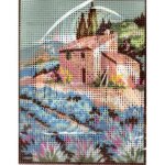 Kit canevas maison en provence et lavande f 14 x 18 cm pnlope blanc petits trous