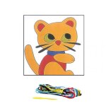 Kit canevas - margot - minou - enfant - 6 ans - imprim� gros trous