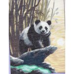 Kit canevas le panda 15 x 20 cm - blanc - kit canevas - fournitures compltes - toile canevas imprim ...