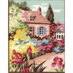 Kit canevas - pnlope - cottage fleuri - 14 x 16 cm - 100% coton - aiguille incluse