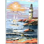 Kit canevas phare au soleil couchant 22 x 33 cm