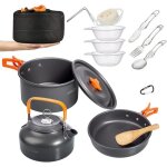 Kit de casseroles camping 14pcs poêlé set en aluminium durable ensemble gril pot pratique de pique - ... Kit de casseroles camping 14pcs poêlé set en aluminium durable ensemble gril pot pratique de pique - ...