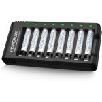 Kits chargeur 8 slots + 8 piles aaa 1000mah - compatible 1. 2v aa et aaa - rechargeables accu qualit� ...