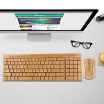 Combo clavier et souris - kg201 - bambou - sans fil - 1600 dpi - ergonomique Combo clavier et souris - kg201 - bambou - sans fil - 1600 dpi - ergonomique