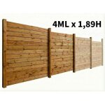Kit cl�ture bois 400 m lin�aires hauteur 189 m lames emboitable classe 4
