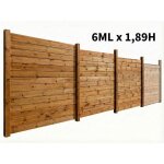 Kit cl�ture bois 600 m lin�aires hauteur 189 m lames emboitable classe 4