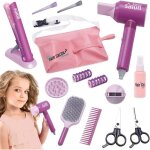 Kit de coiffure - 14 pi�ces - s�che - cheveux r�aliste - lisseur lumineux - cadeau pour fille 3 ans