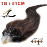 Kit complet 100 extensions cheveux pose  froid easy loop 51cm chtain fonc 1g / mche