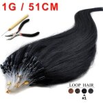 Kit complet 100 extensions cheveux pose � froid easy loop 51cm noir 1g / m�che