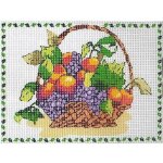 Kit complet canevas panier de fruits (006) mercerie couture broderie fils aiguilles atelier travaux manuelles ...