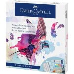 Peinture aquarelle - faber - castell - 12 tubes 5ml - palette - pinceau - pochoir
