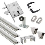 Kit complet portail coulissant roue acier gorge u en applique �100x20mm + rail 9m estebro