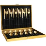 Kit de coutellerie couverts de table range 24 pices en inox avec fourchette  cuillre poli miroir et ...