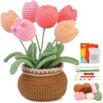 Kit de crochet - amoune - tulipe - 6 couleurs de fil - instructions dtailles - cadeau cratif