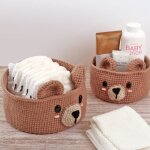 Kit diy crochet - corbeilles ourson - � 15 et 20 cm - 2 pcs - graine cr�ative