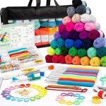 Kit crochet d�butant complet 113 pi�ces avec 40 pelotes de laine acrylique (1440 m�tres) aiguilles accessoires ...