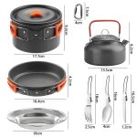 Kit de cuisine de camping ?casserole 18 l ? po�le ? bouilloire 08 l ? couverts ?pour randonn�e trekking ...