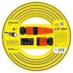 Kit darrosage cellfast 4yellow 15m de tuyau + arroseur droit arr�t � connexion rapide et accessoires