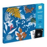Kit dart - djeco - cyanotype - 8 feuilles photosensibles - 12 motifs en ac�tate - activit� cr�ative