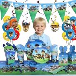 Kit d�coration anniversaire chien mignon - 104 pi�ces - vaisselle jetable et ballons - th�me dessin anim� ...