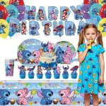 Kit d�coration anniversaire enfant 98 pcs th�me dessin anim� assiettes gobelets serviettes ballons et ...