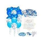 Kit d�coration communion bapt�me - 60 poissons bois 14 ballons 40 serviettes papier - set complet table ...