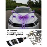Kit décoration mariage violet 11 pièces noeud voiture de mariés bouquet fleurs tulle ruban + 1 canon ... Kit décoration mariage violet 11 pièces noeud voiture de mariés bouquet fleurs tulle ruban + 1 canon ...