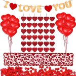 Kit de d�corations de la saint - valentin 1000 pi�ces p�tales de rose rouge 10 pi�ces coeur ballons 6 ...