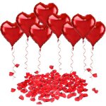 Kit d�coration saint valentin 20 ballons coeur rouges 1000 p�tales de rose rouges en soie pour romantique ...