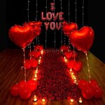 Kit d�coration saint - valentin romantique ? ballons rouges et c?ur ballon i love you p�tales de rose ...