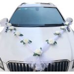 Kit de decoration de voiture mariage - amoune - blanc luxe romantique rose - plastique - 20cm - 160cm ...