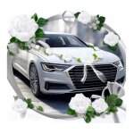 Kit décoration voiture mariage - blanc & rose - 2m tulle - 9 fleurs en soie - réutilisable Kit décoration voiture mariage - blanc & rose - 2m tulle - 9 fleurs en soie - réutilisable