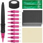 Kit dentra�nement au tatouage - trahoo - 16 pi�ces - stylo de tatouage - peau dentra�nement - pommade ...