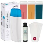Kit d�pilation � la cire - estampille - chauffe - cire inclus - 3 rouleaux de cire 100 ml - 100 bandes ...