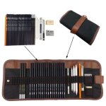 Kit de dessin - kakoo - lot de 30 crayons  croquis - crayons fusain ensemble - papeterie sac
