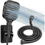 Kit douche haute pression pommeau de douche anti - calcaire 120mm 8 modes + tuyau 1. 5m inox + support ...