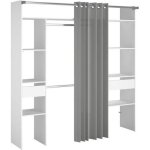 Kit dressing artic avec rideau - dcor blanc - 2 colonnes + 2 penderies + 2 tiroirs - l 198 x p 40 x ...