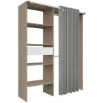 Kit dressing artic avec rideau - dcor chne - 1 colonne + 2 penderies + 1 tiroir - l 1435 x p 48 x h ...