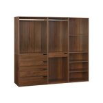 Kit dressing modulable - sweeek - noyer - 200 x 45 x 180 cm - 3 lments - design moderne