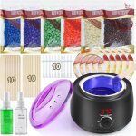 Kit epilation cire chaude appareil avec 600g cire epilation perle et 30 spatules inclure 46 accessoires ...