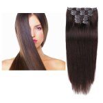 Kit extensions de cheveux � clip rajout cheveux 7 pi�ces 18 ch�tain fonc� 02