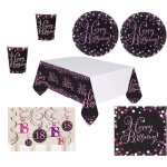 Kit de fte - mgs33 - anniversaire 18 ans - 16 personnes - dcoration rose - contemporain