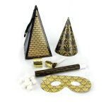 Kit de fte personnel cotillons art dco noir or or